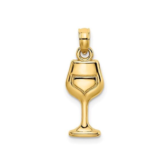 14K Yellow Gold Wine Glass Charm Pendant (NO CHAIN)